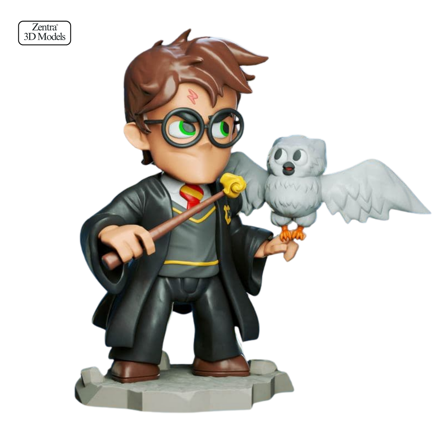 Cute Harry Potter with Hedwig 3D Printed Figurine