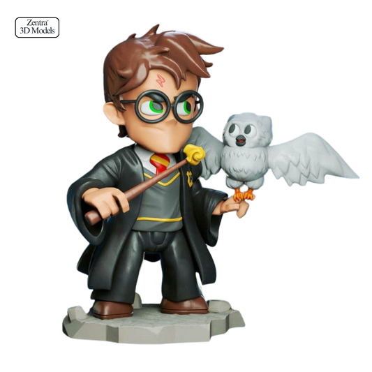 Cute Harry Potter with Hedwig 3D Printed Figurine